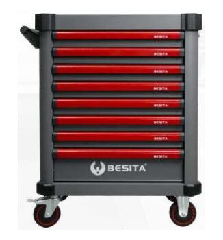 Xe đẩy dụng cụ 8 ngăn A series màu xám đỏ BESITA 76381I