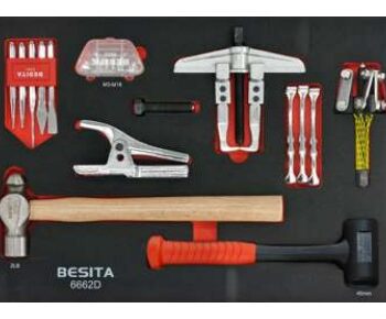 Khay dụng cụ 15 chi tiết búa, cảo, bộ đột BESITA 6662D
