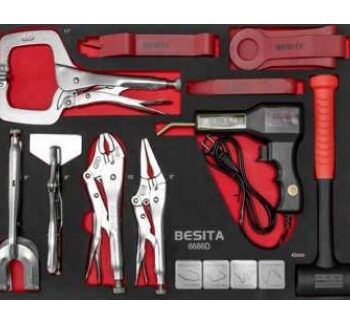 Khay kìm chết 12 chi tiết kèm bộ nạy nhựa, búa cao su BESITA 6686D