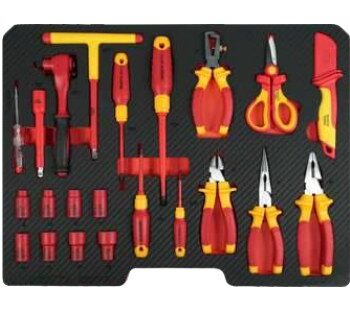Khay dụng cụ cách điện 22 chi tiết (tua vít, đầu khẩu, kìm) BESITA 6837AS