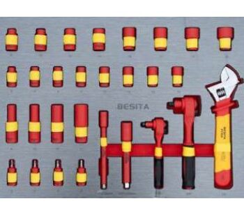 Khay đầu khẩu cách điện 29 chi tiết 1/4" & 3/8" kèm mỏ lết BESITA 6865A