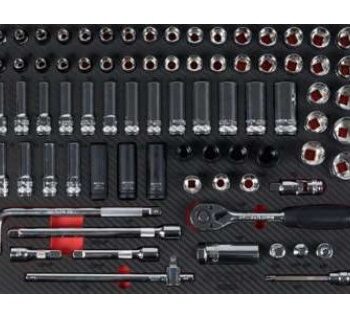 Khay đầu khẩu 1/2" 77 chi tiết (6 cạnh, 12 cạnh, sao E, khẩu đen) BESITA 6869A