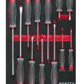 Khay trung tua vít 12 chi tiết thép S2 (dẹt, bake, đóng xuyên cán) BESITA M6301